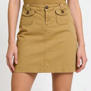 Old Navy Women's Beige Belt Notched Pockets Preppy Denim Mini Skirt Size 6